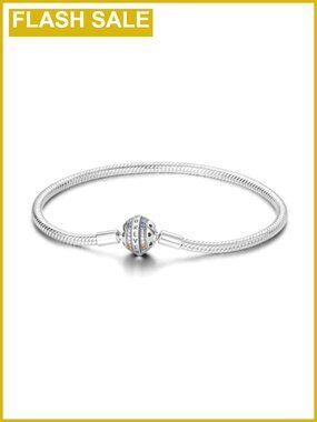 925 Sterling Silver Snake Chain Charm Bracelet Butterfly Sunflower Heart CZ
